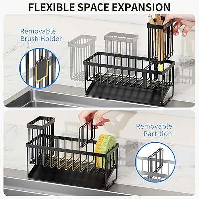 Premium Stainless Steel Sink Holder with Brush Rack
