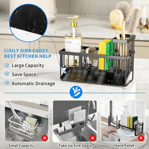 Premium Stainless Steel Sink Holder with Brush Rack
