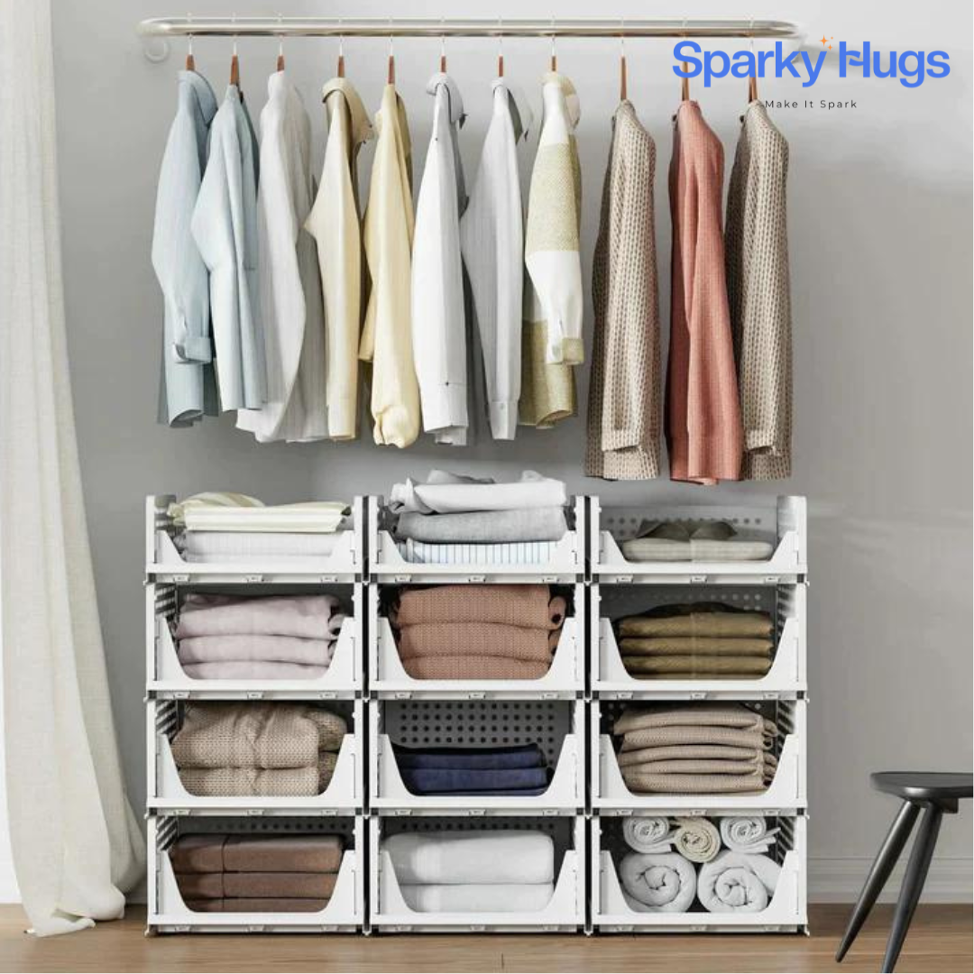 SparkyHugs Foldable and Stackable Drawer Organizer